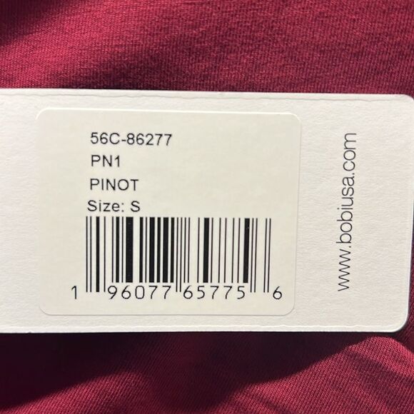 Bobi Assymetric Wrap Women’s Top Size S Color Pinot Long Sleeves Fitted NWT - Picture 5 of 8